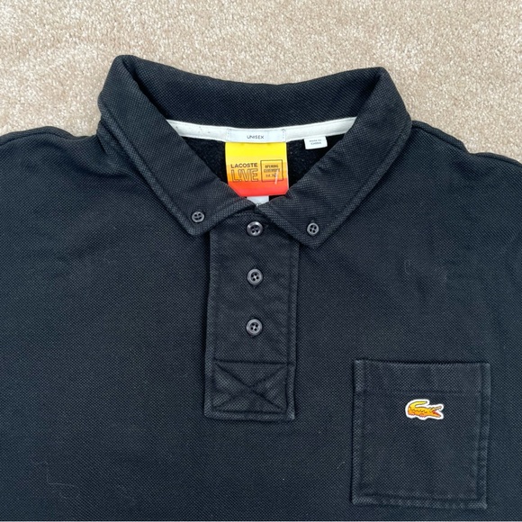Lacoste Live Shirt Adult XXL Black Fleece Lined Polo Casual Preppy Unisex - Picture 3 of 15